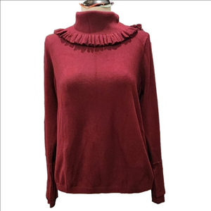 JOSEPH A. DEEP PURPLE SWEATER W/ RUFFLED COLLAR